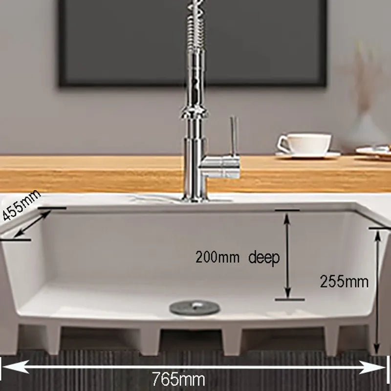 MEJE Farmhouse Kitchen Sink,,Reversible Single/Double Bowl - White