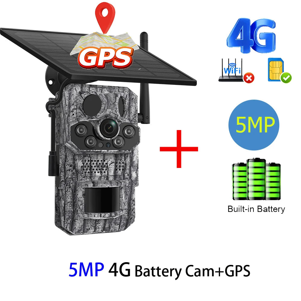 INQMEGA4G 2K 5MP PIR Motion Activated  Trigger Time Night Vision IP66 Hunting Trail Wildlife Battery Solar Camera Forest