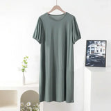 Vestido suelto de manga corta para mujer, de verano, color liso, tallas grandes XL-8XL 