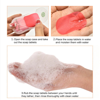 Portable Hand Soap Sheets for Travel | Dissolving Cleanser Wipes | Alcohol-Free | On-the-Go 50 sheets/box