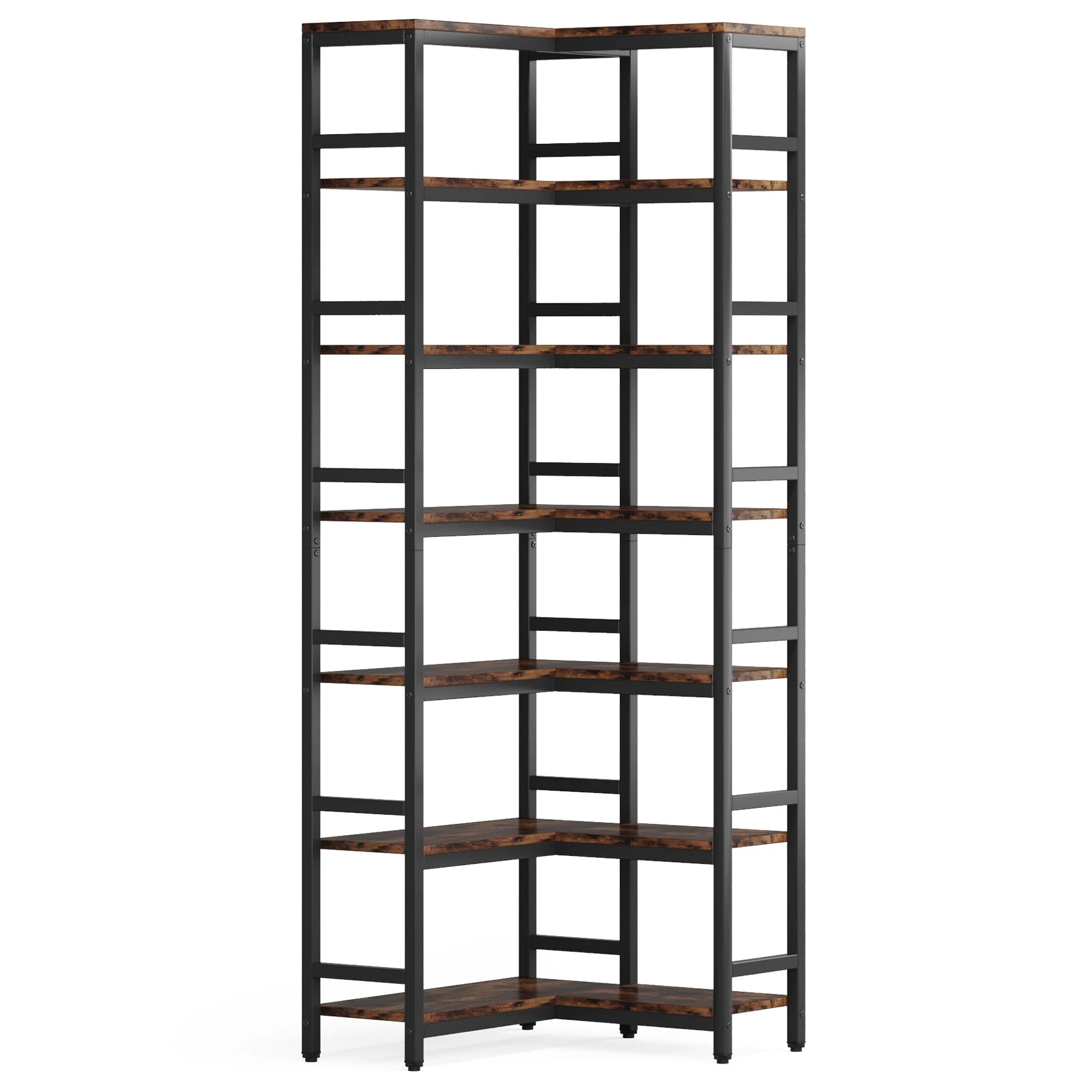 Tribesigns 7-Shelf Corner Bookshelf,Large Modern Corner Bookcase, 7-Tier Tall Corner Shelf Storage Display Rack with Metal Frame