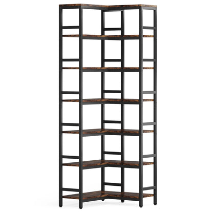 Tribesigns 7-Shelf Corner Bookshelf,Large Modern Corner Bookcase, 7-Tier Tall Corner Shelf Storage Display Rack with Metal Frame