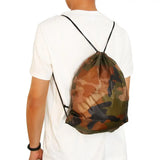 Outdoor Unisex Riding Gym Shoes Clothes Storage Travel Camouflage Drawstring Bag Oxford Bag Backpack Portable Sports Bag