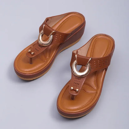 Women New Summer Sandals Open Toe Beach Shoes Flip Flops Wedges Comfortable Slippers Cute Sandals  Femme Plu Size 35~43