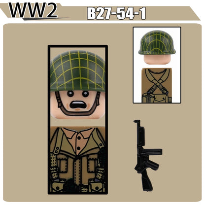 WW2 Military Soldier Figures Building Blocks Soviet British Army German Camouflage Warrior Infantry Accessories Bricks Toys Gift