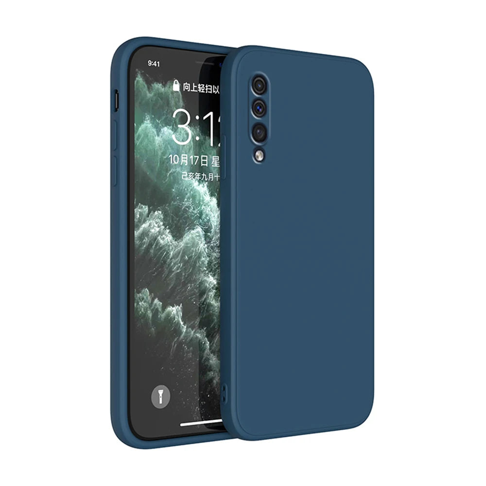 Funda Square Phone Case for Samsung Galaxy A30S A50 A50S Liquid Silicone Fundas Camera Protective Back Cover Case