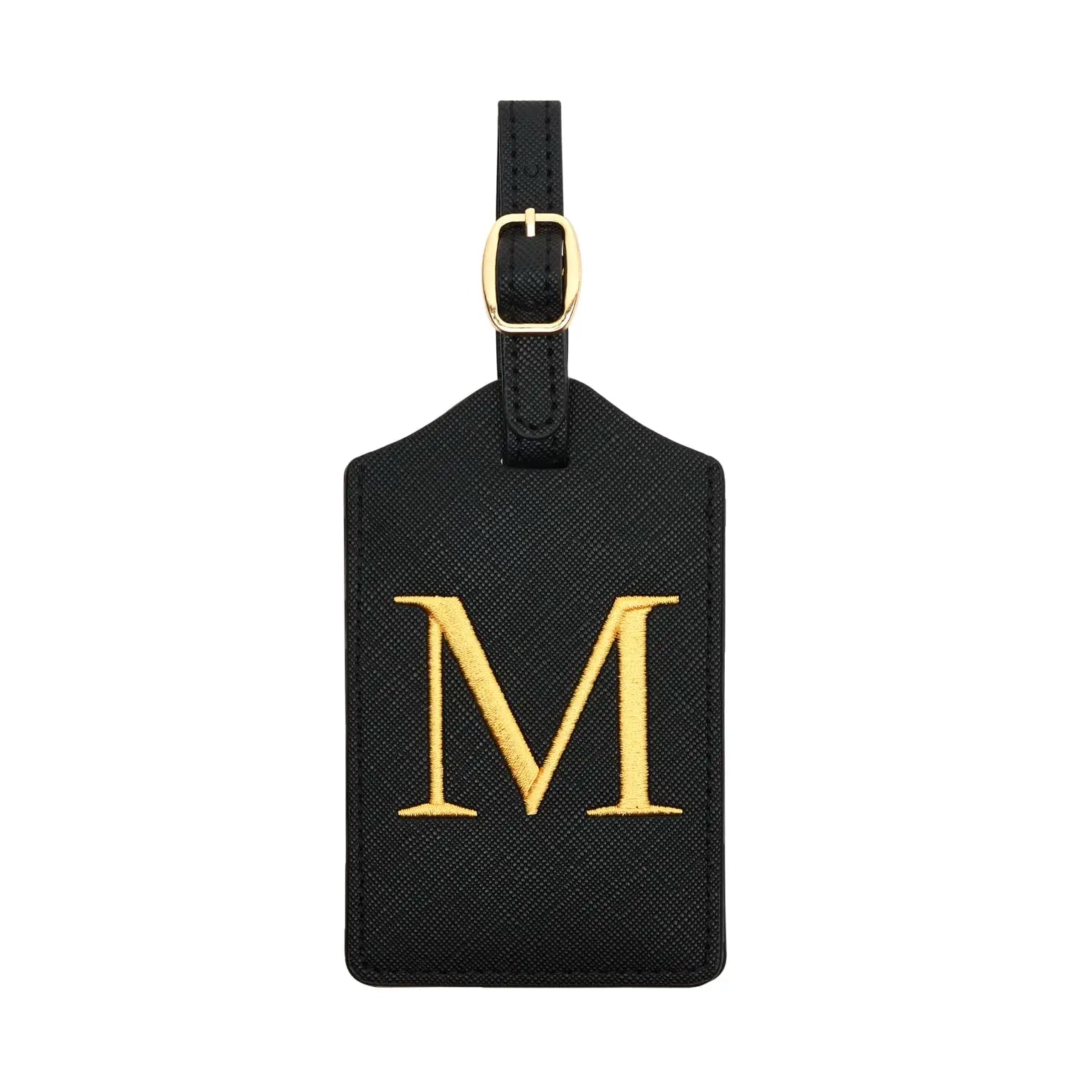 PU Leather Luggage Tag for Travel - Durable Suitcase ID Tag with Privacy Cover & Name Card Slot (A-Z) liu
