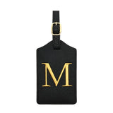 PU Leather Luggage Tag for Travel - Durable Suitcase ID Tag with Privacy Cover & Name Card Slot (A-Z) liu