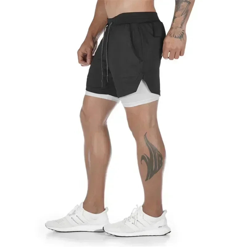 Men's Sports Shorts Anime Performance Shorts Printed Men GYM Casual Sport Compression Shorts Workout Running Mesh 2 in 1 Shorts