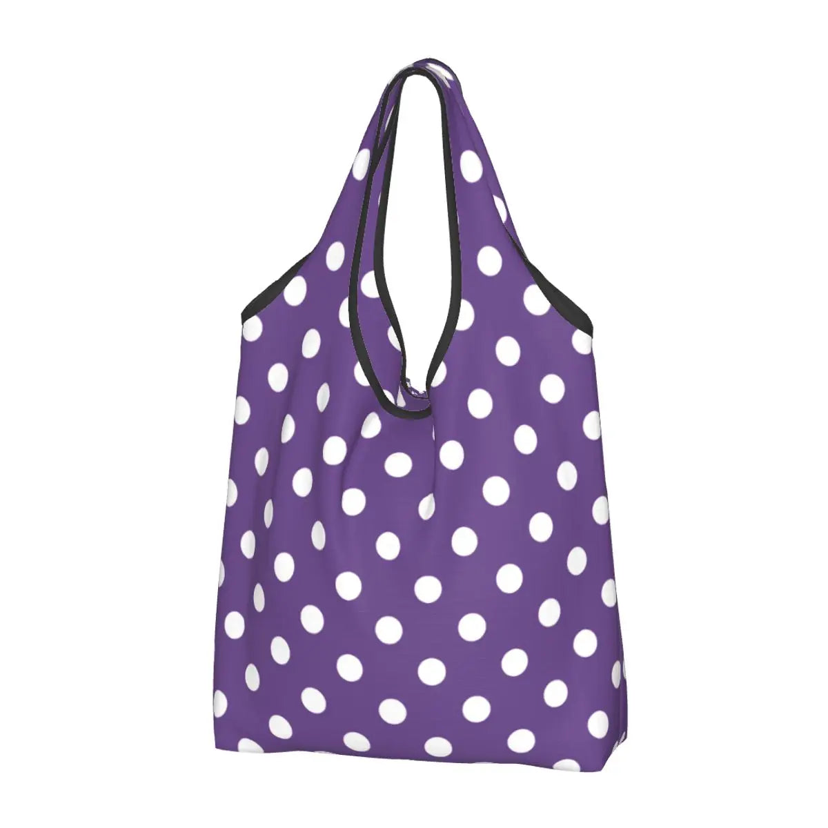 Custom Recycling Classic Black And White Polka Dot Shopping Bag Women Tote Bag Portable Grocery Shopper Bags