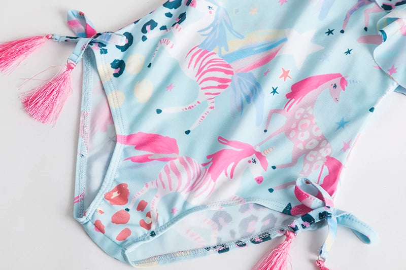 Trajes de baño de una pieza para niñas de 1, 2, 3, 4 y 5 años, estampados, para playa, verano, con lazo