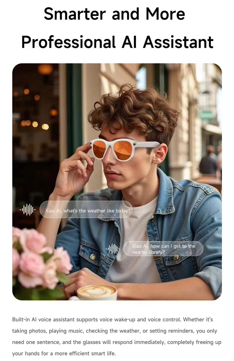 Lenovo 8K 2400W Smart AI Glasses Photo Video HD Shooting Camera Voice Call Translation Bluetooth Women Men Motorcycle Glasses