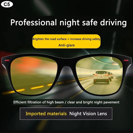 Gafas de visión nocturna con montura de PC, gafas de sol polarizadas para hombre, gafas de sol deportivas para exteriores, gafas de visión nocturna para conductor, gafas de sol para conducir.