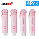 1-8Pcs New! Kawaii Cat Paw Rubber Erasers Retractable Pencil Eraser for Kids Students School Home Office Writing Drawing