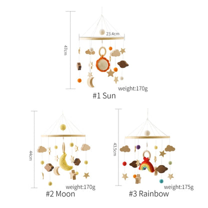 Crib Mobile Bed Bell Wooden Baby Rattles Soft Felt Cartoon Animal Bed Bell Newborn Music Box Hanging Toy Crib Bracket Baby Gifts