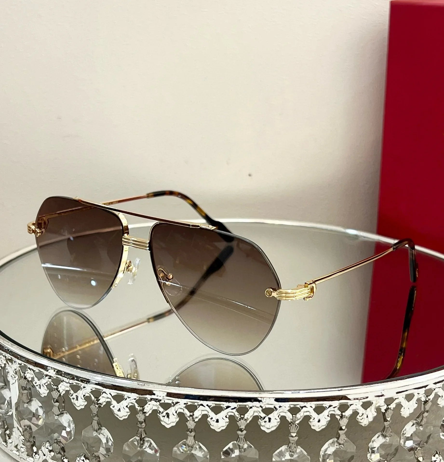 Ollymurs  Frameless Brushed SunglassesDesigner CT0427S CAR Card Home New Men's Comfortable Fashion Anti-ultraviolet Sunglasses