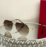 Ollymurs  Frameless Brushed SunglassesDesigner CT0427S CAR Card Home New Men's Comfortable Fashion Anti-ultraviolet Sunglasses
