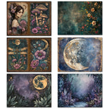 52-piece Gothic Midnight Garden Scrapbook Background Paper Pads Set with Stickers, Perfect for Arts Crafts, Holiday Party, Scrapbook