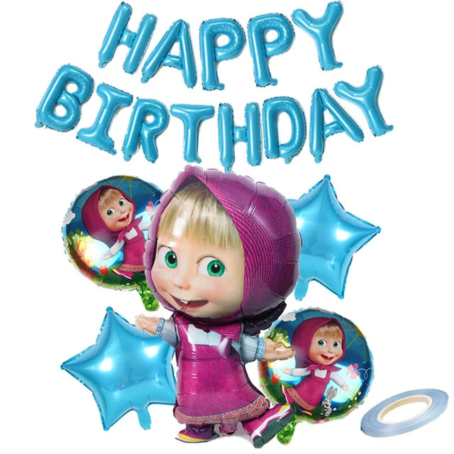 Disney Mashas and Bear Balloon Set, Cartoon Decoration, Birthday Party Supplies, Baby Shower Decor, Toddler Toy Gift, Kids 