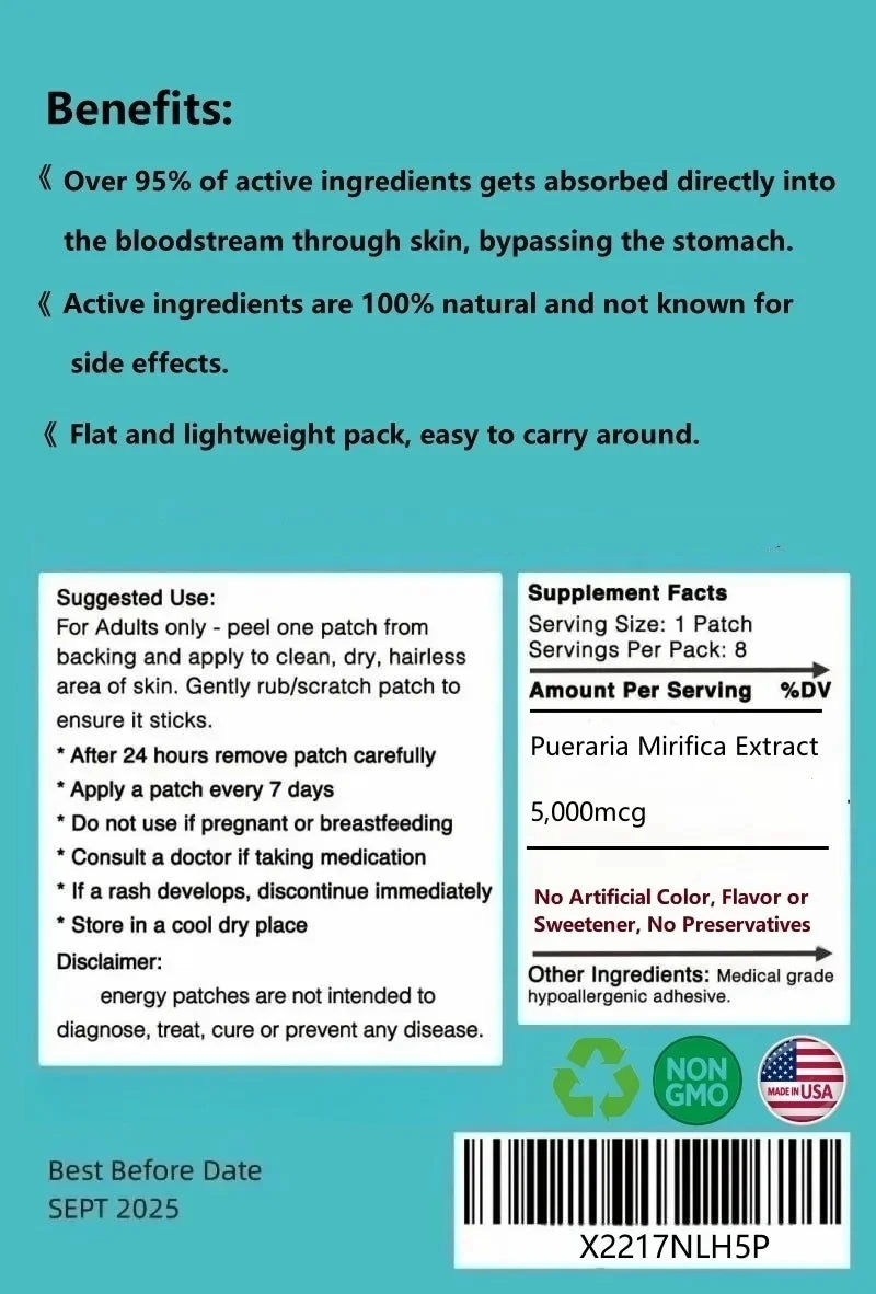 Creatine Monohydrate Transdermal Patches- Support Muscles, Cellular Energy and Cognitive Function - 32 Patches/bag