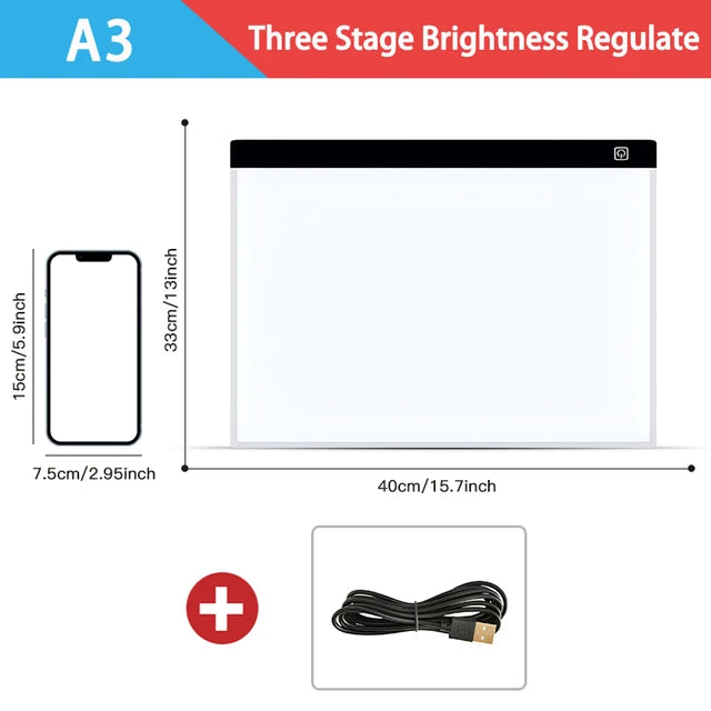 Dimmable LED Drawing Copy Pad Board, Brinquedo Infantil, Pintura Educativa, Kids's Grow, Presentes Criativos para Crianças, A3, A4, Nível A5