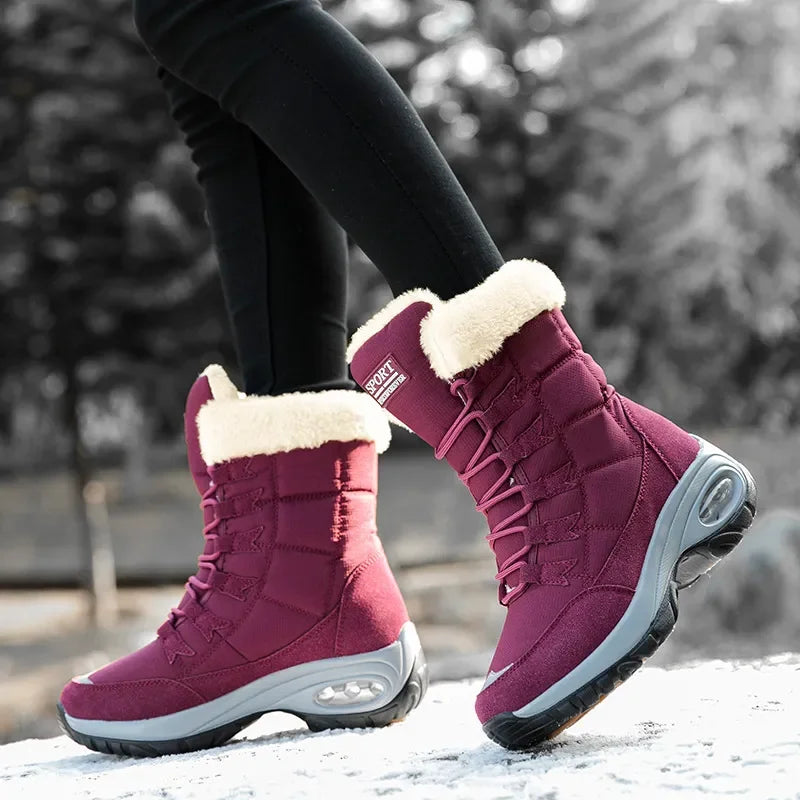Winter Women Boots High Quality Warm Snow Boots Lace-up Comfortable Ankle Boots Outdoor Waterproof Hiking Boots 2024