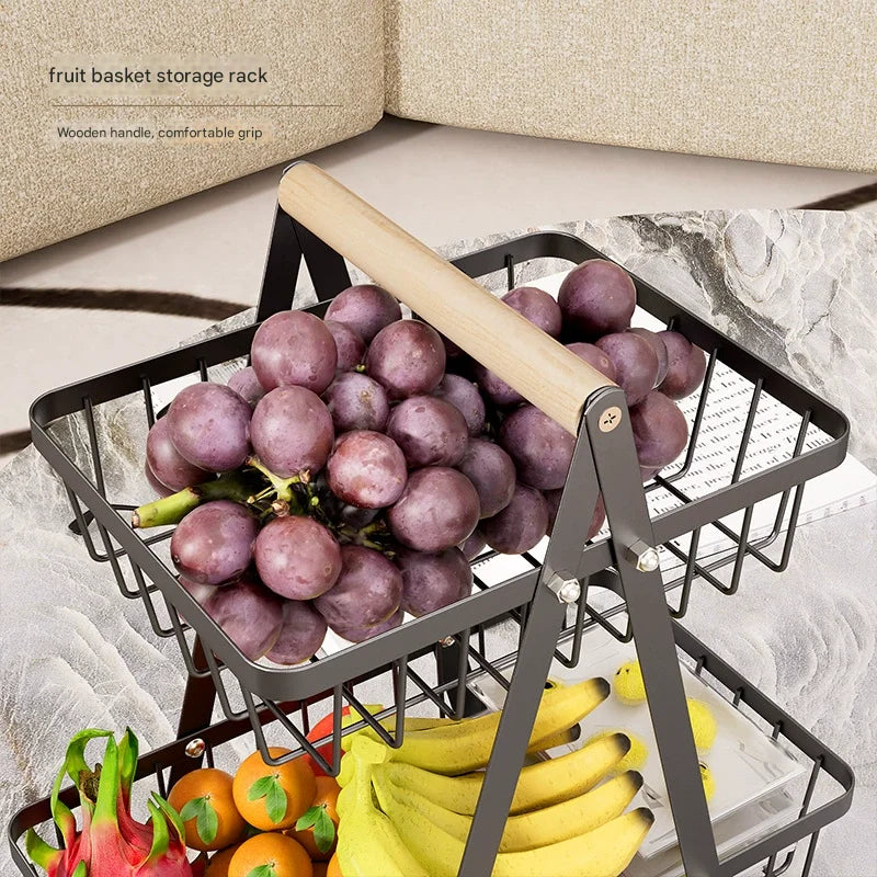 Double Layer Multifunctional Storage Basket, Desktop Shelf, Snack And Fruit Storage Table, With Two Layers Of Storage On Top