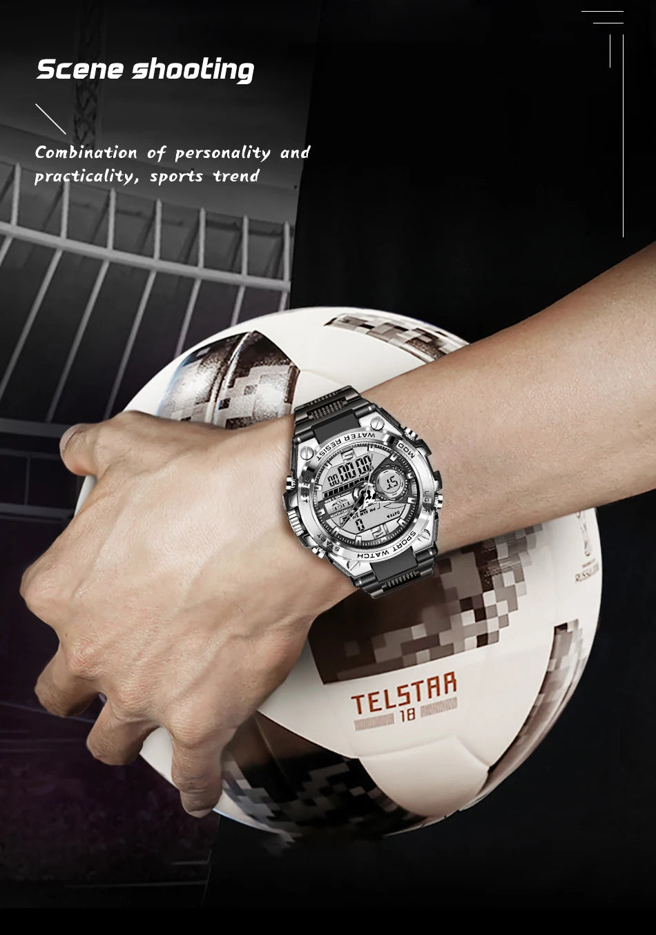Reloj militar LIGE para hombre, digital, resistente al agua hasta 50 m, LED, de cuarzo, deportivo, grande, Masculino