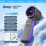 KINSCOTER Portable Air Cooling Turbo Fan 3600mAh 100 Wind Speeds Adjustable Outdoor Foldable Student Handheld Fan with Lanyard