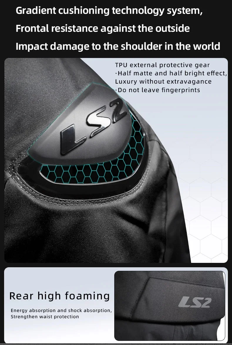 LS2 Winter Waterproof Motorcycle Jacket Men Women CE Certified Riding Jacket Warm Protective Gear with Removable Thermal Liner