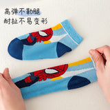 5 Pairs Children Socks Spider-Man Kids Boys Short Socks Iron Man Captain America Cartoon Baby Summer Spring Mesh Socks 1-12Y