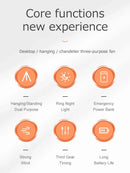 2024 New Portable Tripod Camping Fan 10000mAh USB Rechargeable Multifunctional Mini Outdoor Tent Wireless Ceiling Electric Fan