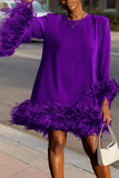 Mini vestido de pele de penas feminino, elegante vestido de festa, manga comprida, plus size, outono, inverno, sexy, personalidade, Y2K