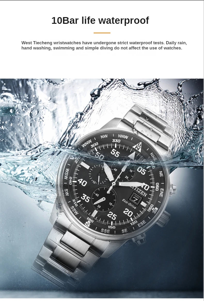 Citizen Fashion Men Stainless Steel Watch Luxury Calendar Quartz Wrist Watch Business Watches for Man Clock Montre Homme
