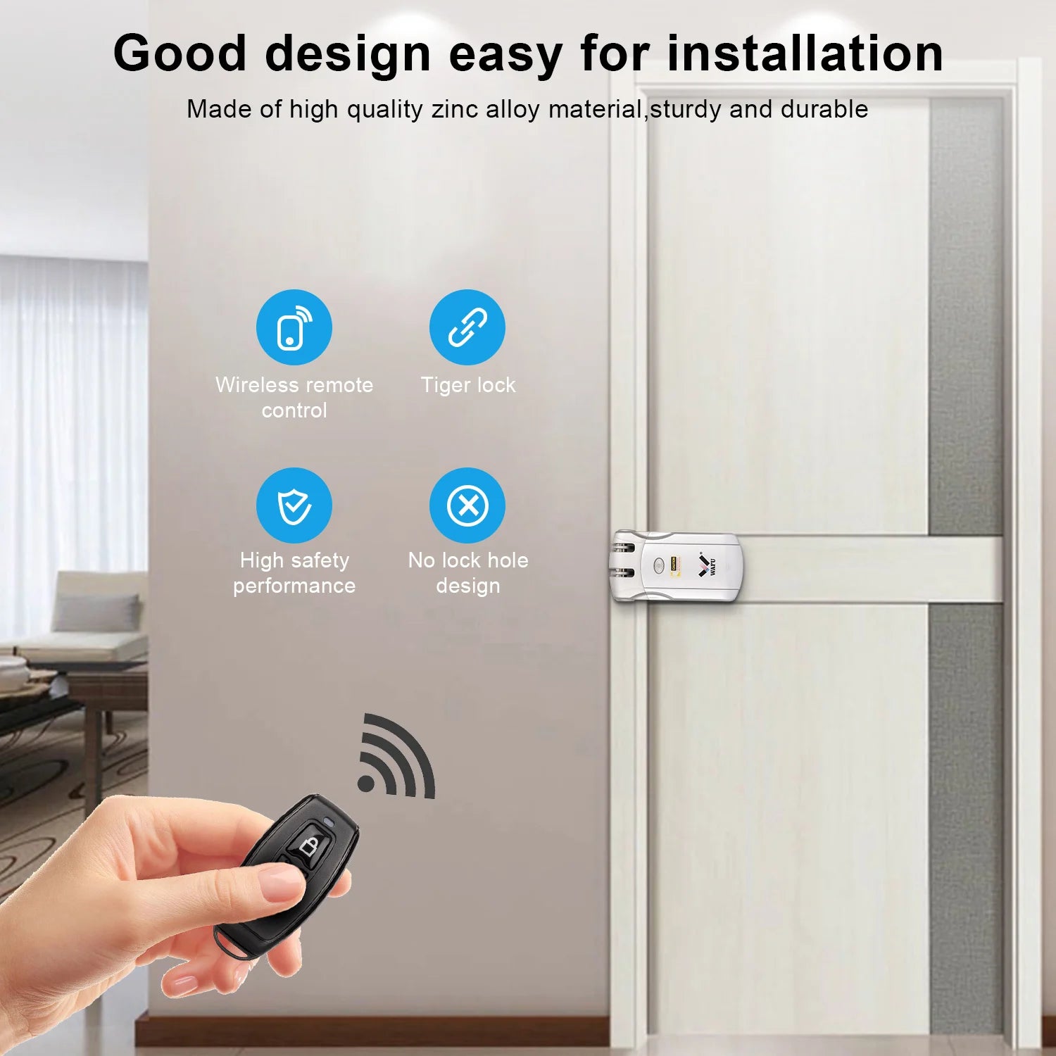 Wafu Door Lock 019 Remote Control Deadbolt Lock Electronic Keyless Tuya Bluetooth/Wifi Smart Lock 433Mhz Invisible Lock