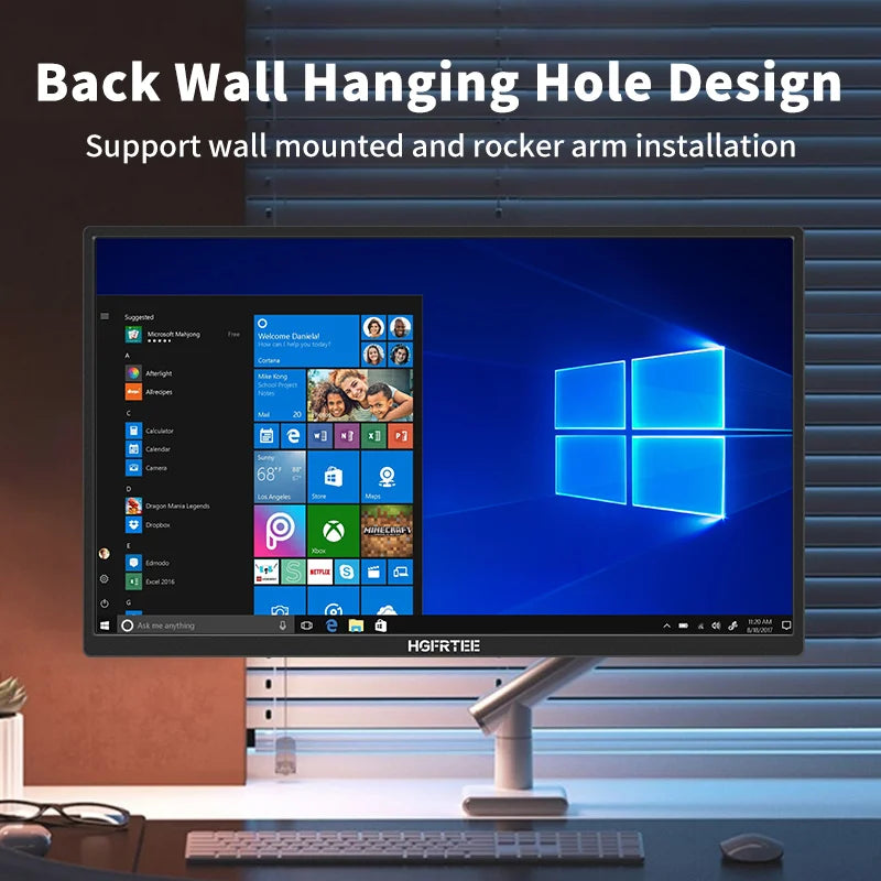 HGFRTEE 18.5-inch Portable Monitor 100Hz RGB100% With VESA Hole & Back Bracket Laptop Extended Display ADS-IPS HDR Screen