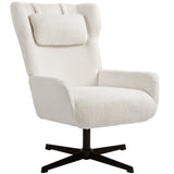 Accent chair, upholstered armchair with fleece cover, swivel base, metal frame, cream white