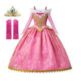 Girls Sleeping Beauty Aurora Cosplay Princess Dress Kids Rapunzel Frozen Elsa Cinderella Costume Party Clothing 2-10 Years