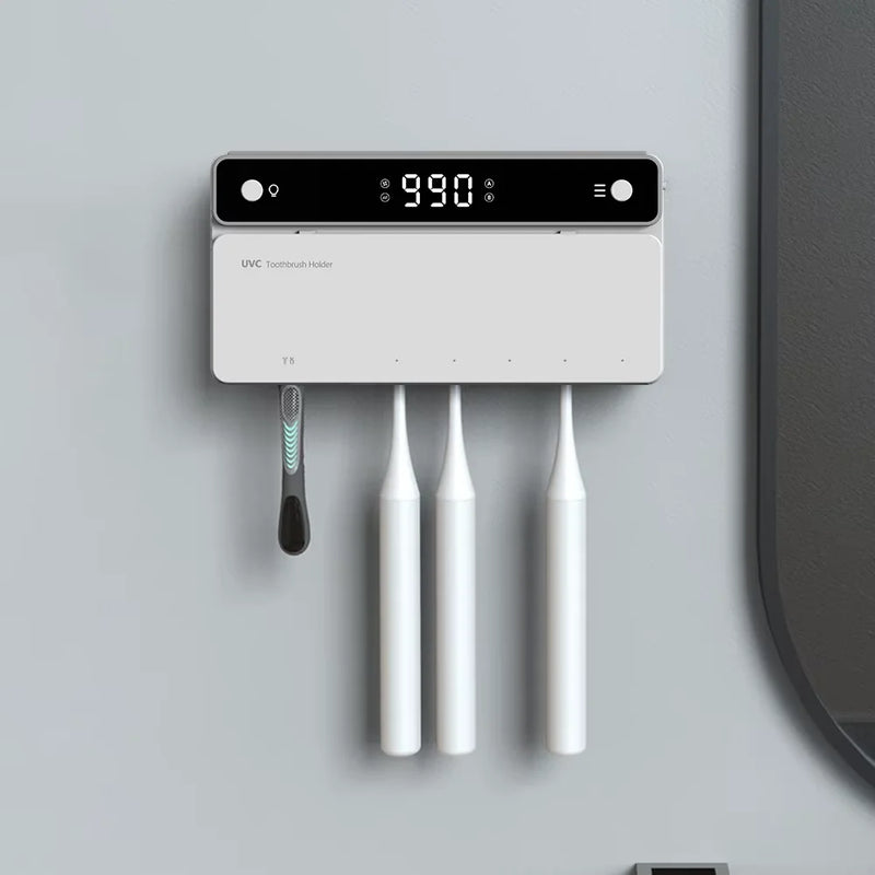 Portacepillos de dientes UV recargable, de secado rápido, esterilizador para maquinilla de afeitar y cepillo de dientes con pantalla LED, accesorios de baño