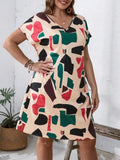 2024 Spring and Summer Cross-border Europe and America New Large Women's Fashion V-neck Shirt Dress Plus Size