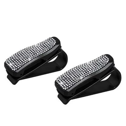 Car Sun Visor Sunglasses Clip Diamond Glasses Holder Eyeglasses Clips Card Ticket Holder Fastener Glasses Case Auto Accessories
