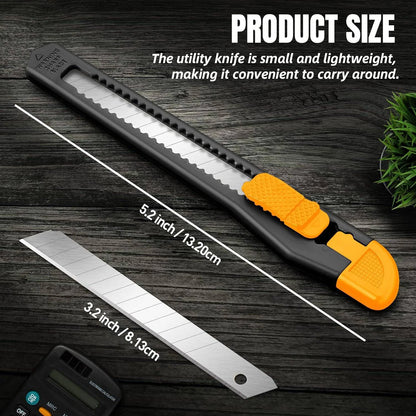 4/24 Pack Box Cutter Retractable, Utility Knife 9MM Wide Snap-Off Blades, Exacto Knife for Cutting Box, Wrapping, Cardboard