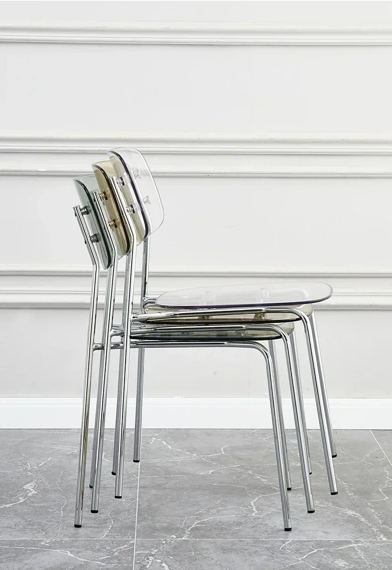 Modern Simple Household Transparent Dining Chair Backrest Single Person Leisure Net Red Table Plastic Chair Makeup Chairs  стул