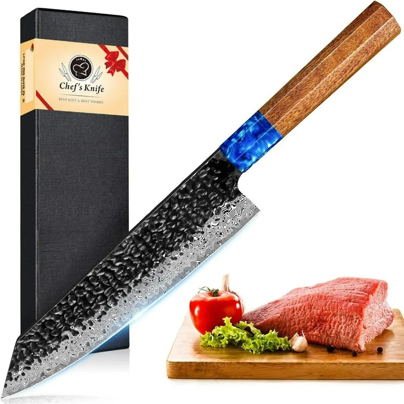 Damascus Chef's Knife Professional 67 Floors Vg-10 Japanese Kitchen Knife Chef's Meat Cleaver Knives For Kitchen  Wooden Handle