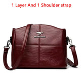 Soft Leather Luxury Handbags Women Bags Designer 3 Layers Shoulder Crossbody Sac Ladies Large Capacity Shopping Messenger Tote