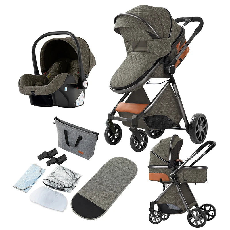 Cochecitos 3 en 1, cochecito de bebé, asiento de coche, cochecito de viaje, cochecito para recién nacidos, paisaje alto, artículos para madres, niños y bebés.