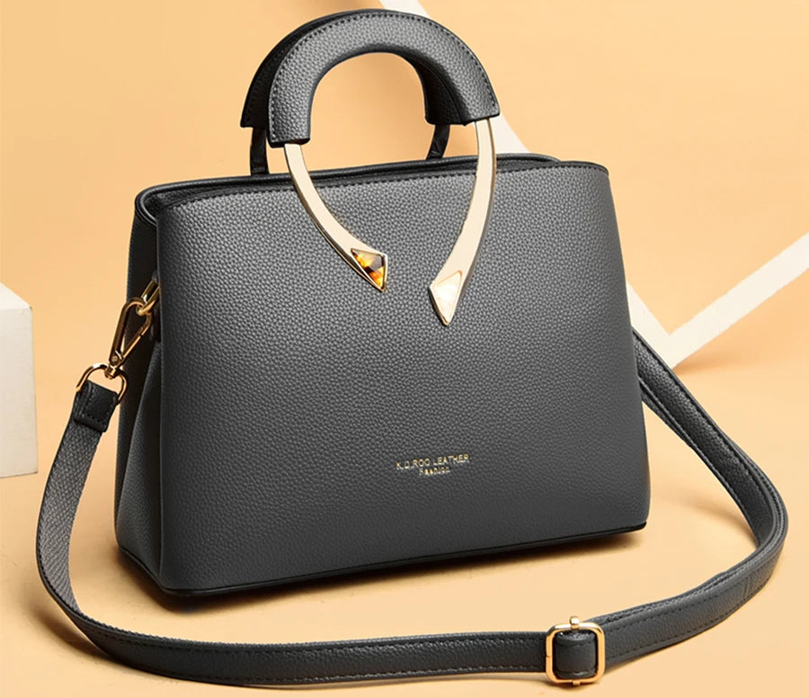 2026 New Style Crossbody Bag Medium Mom Bag Lychee Pattern Large Soft PU Zipper Closure Daily Use Fashionable Ladies Handbag Sac