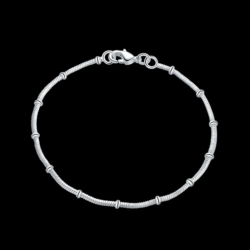 925 Sterling Silver Bracelets for Women, Fine Snake Bone Beads Chain, Fashion Jewelry, Wedding Party, Christmas Gifts, Hot, New 