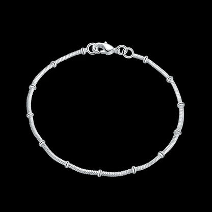 Pulseras de plata de ley 925 para mujer, cadena fina de cuentas de hueso de serpiente, joyería de moda, regalos para bodas y Navidad, ¡populares! 