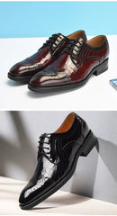 Crocodile Pattern Leather Shoes Business Oxford Footwear Men's Brogue Dress Shoes Leather Formal Shoes for Men Bullock Shoe 2024